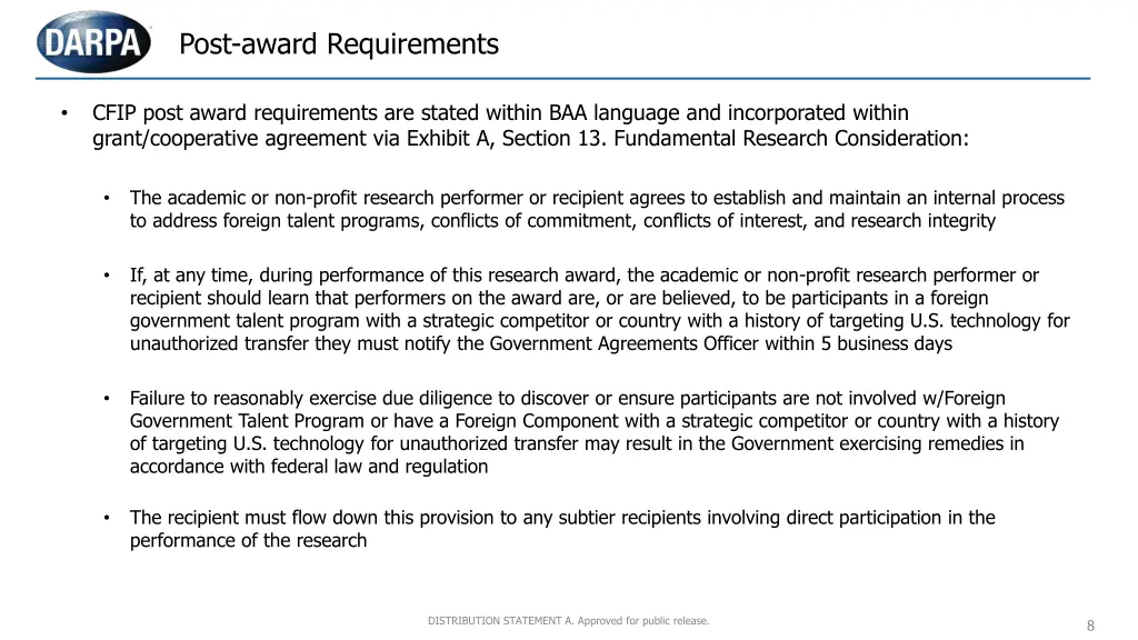 post award requirements