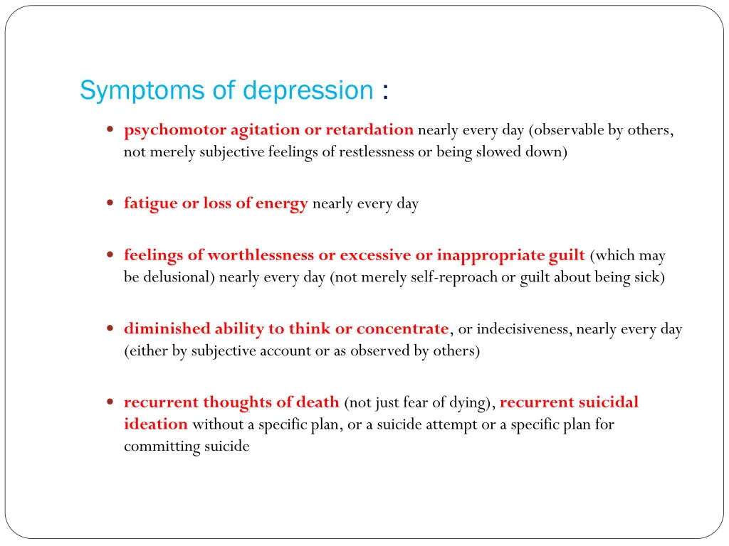 symptoms of depression 1