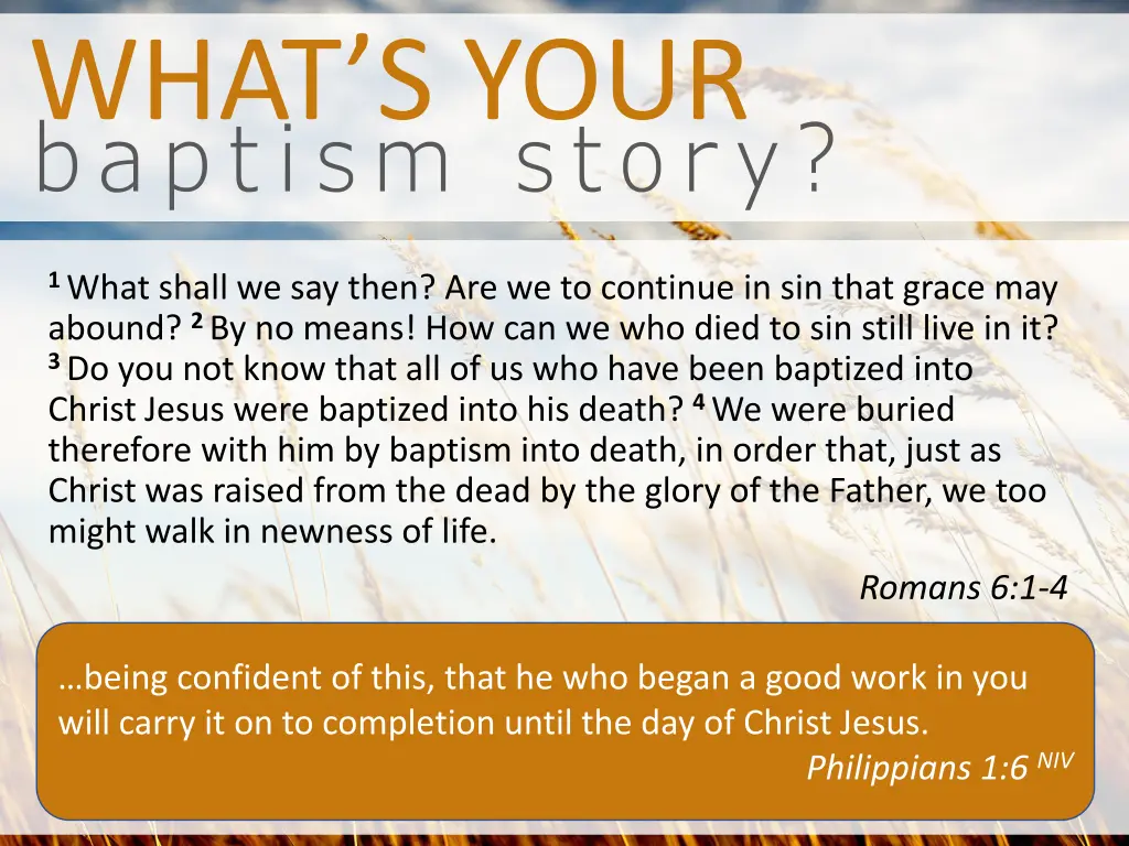 what s your baptism story 1