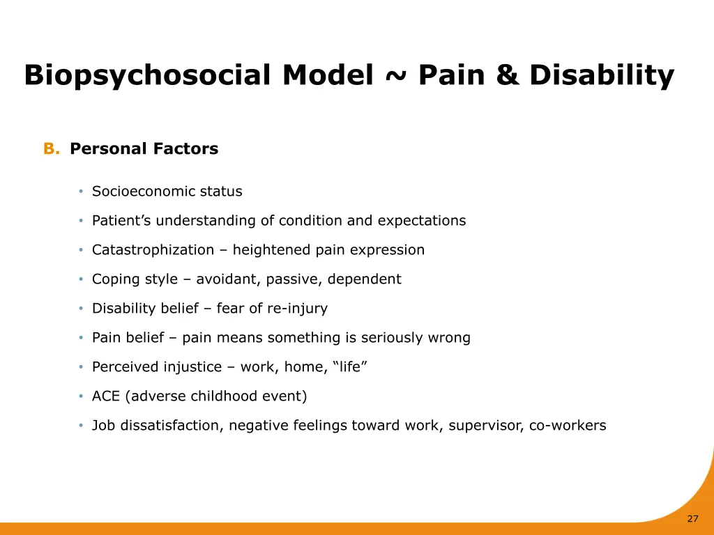 biopsychosocial model pain disability 1