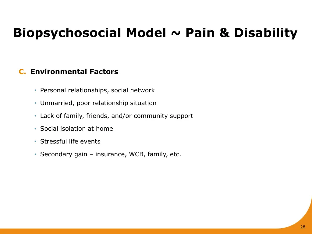 biopsychosocial model pain disability 2