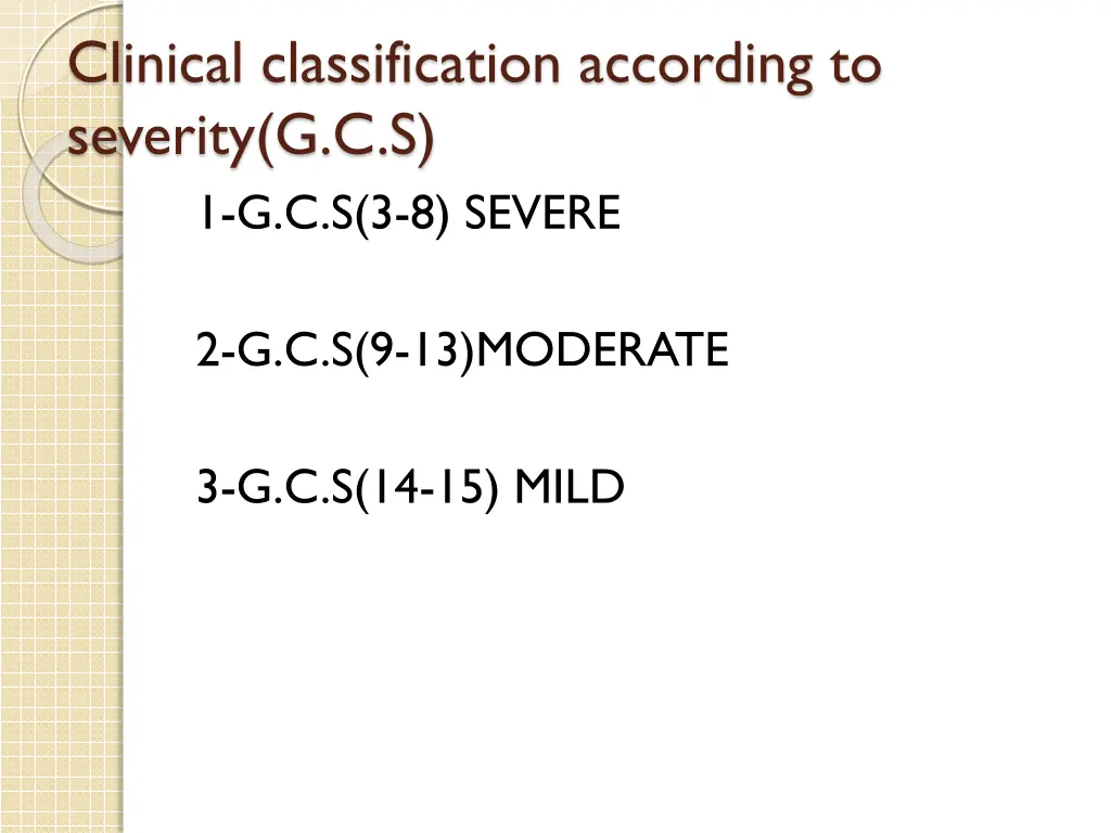 clinical classification according to severity