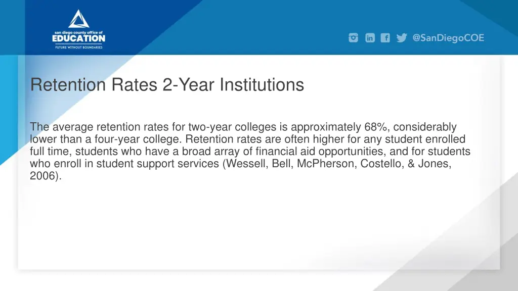 retention rates 2 year institutions