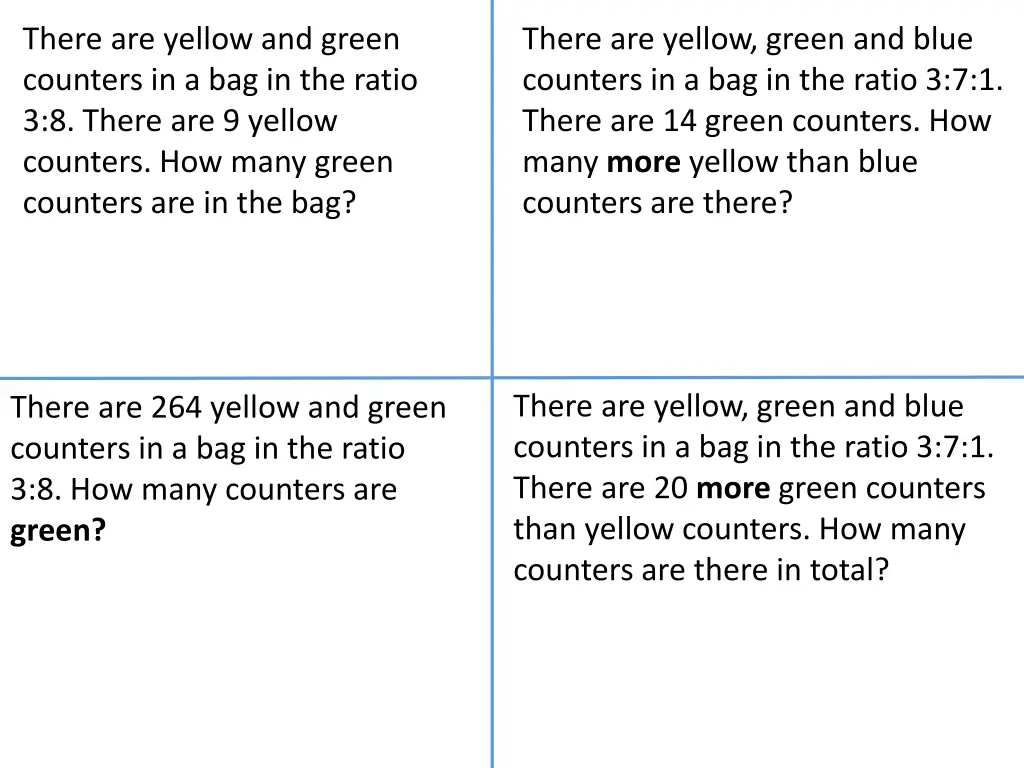 there are yellow and green counters