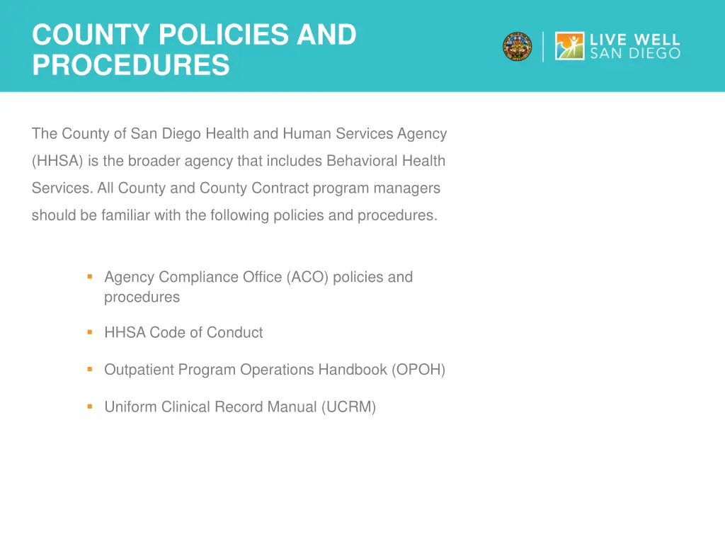 county policies and procedures