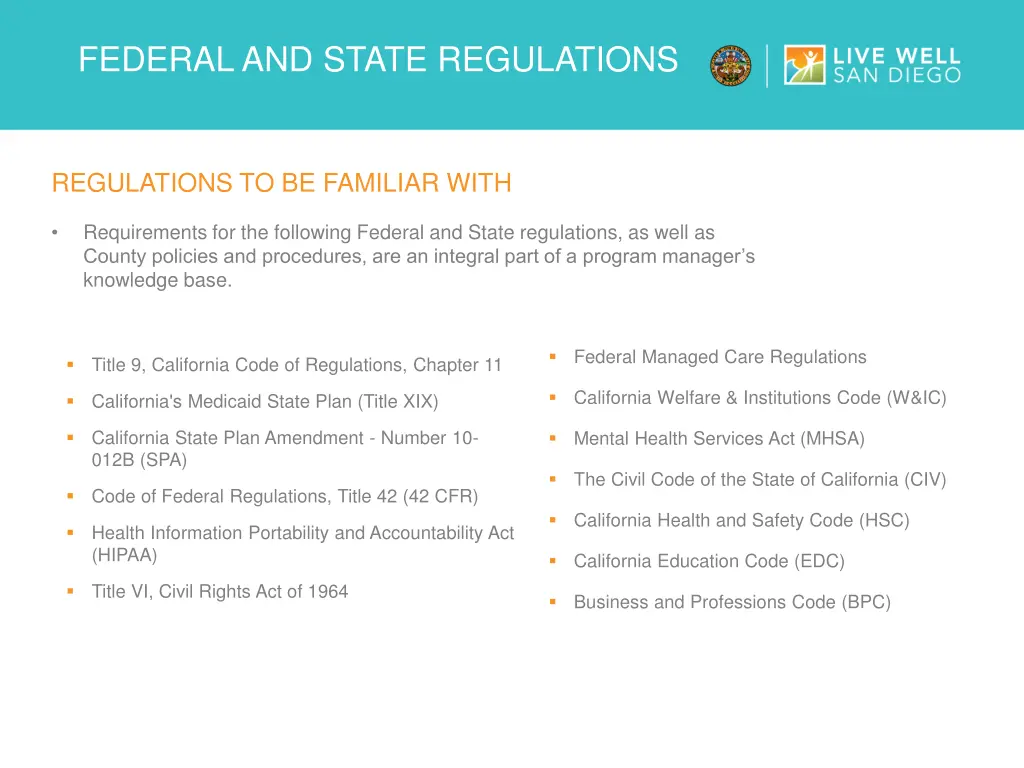 federal and state regulations