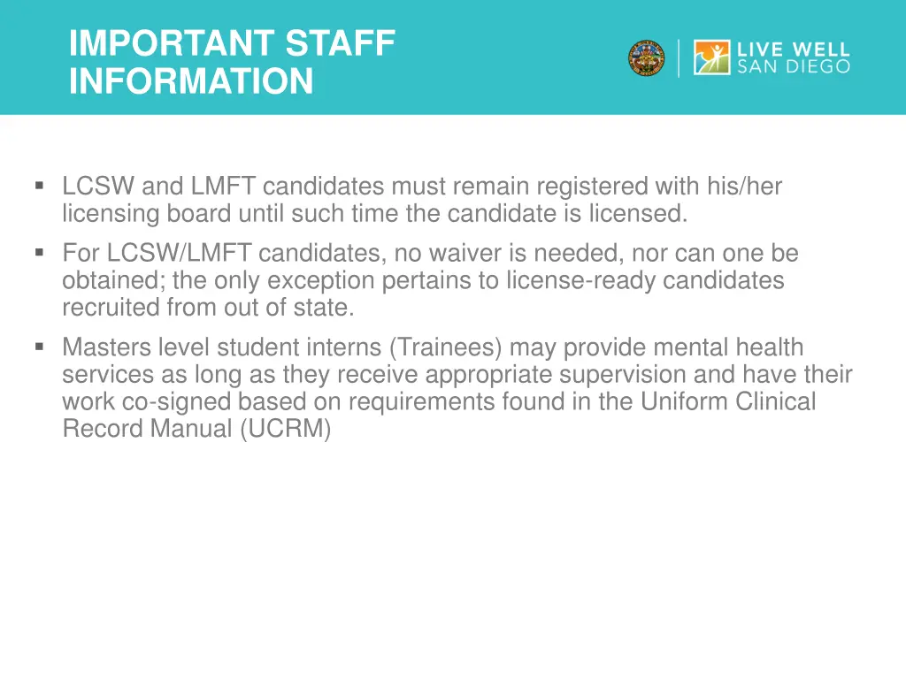 important staff information