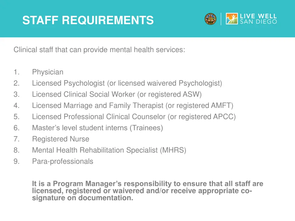 staff requirements 10