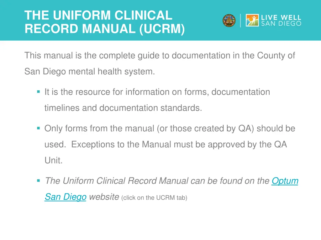 the uniform clinical record manual ucrm