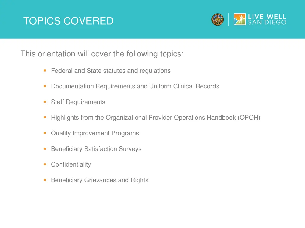 topics covered