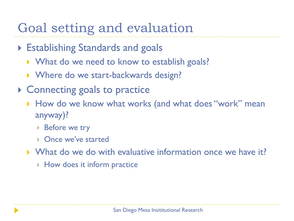 goal setting and evaluation