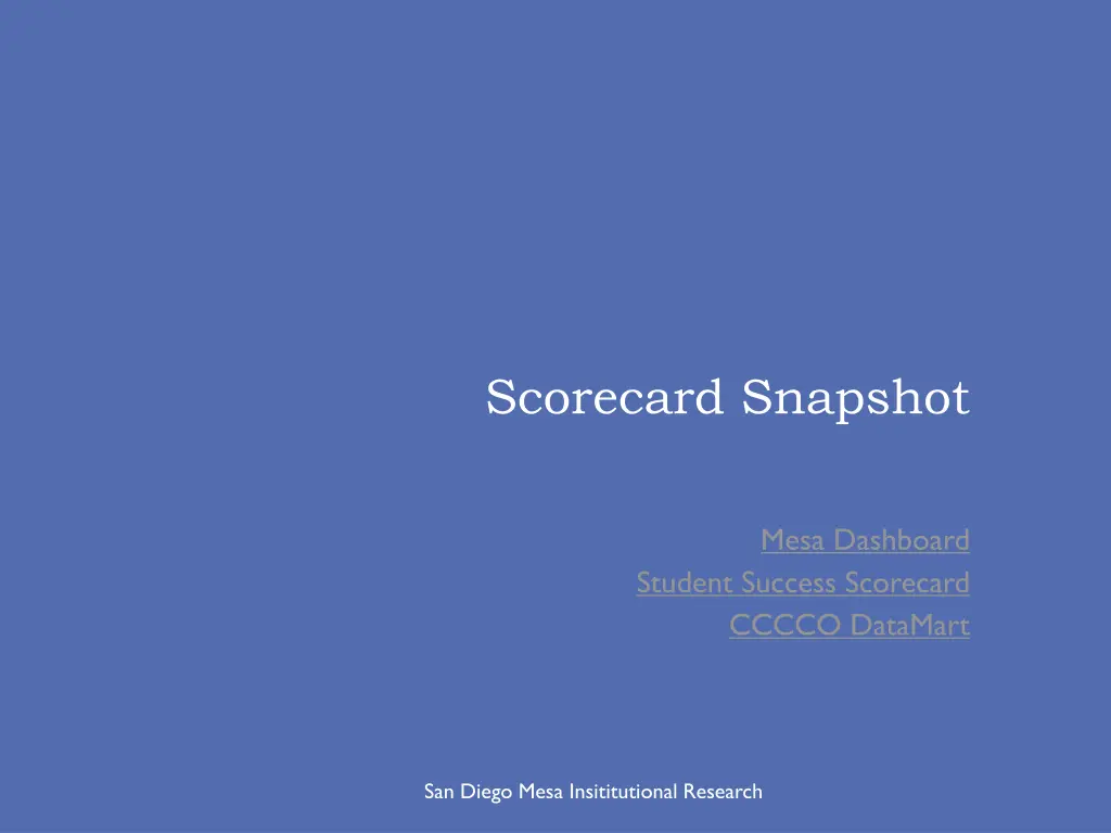 scorecard snapshot