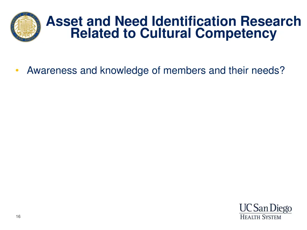 asset and need identification research related