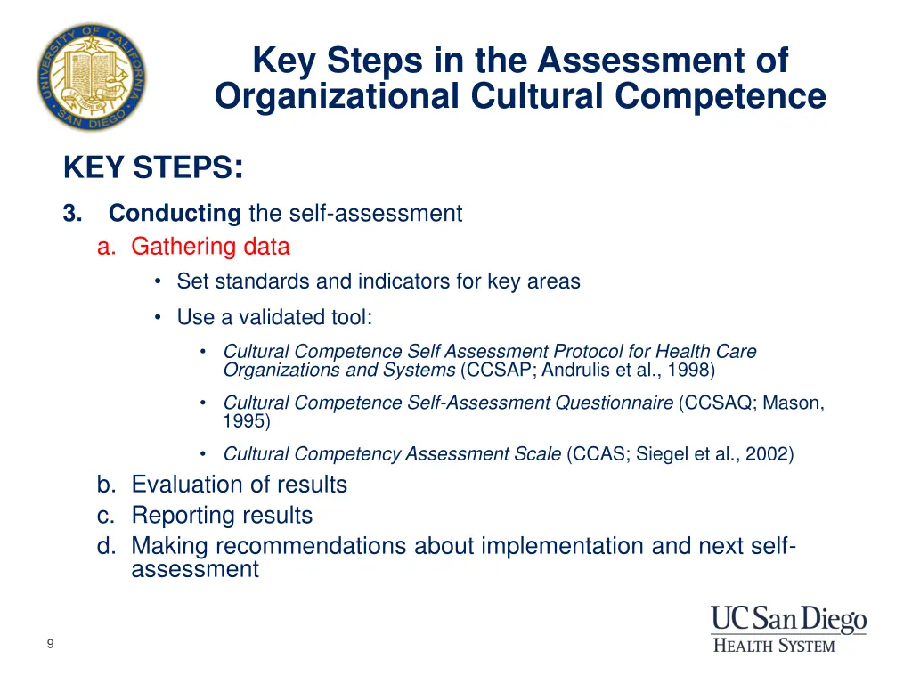 key steps in the assessment of organizational 1
