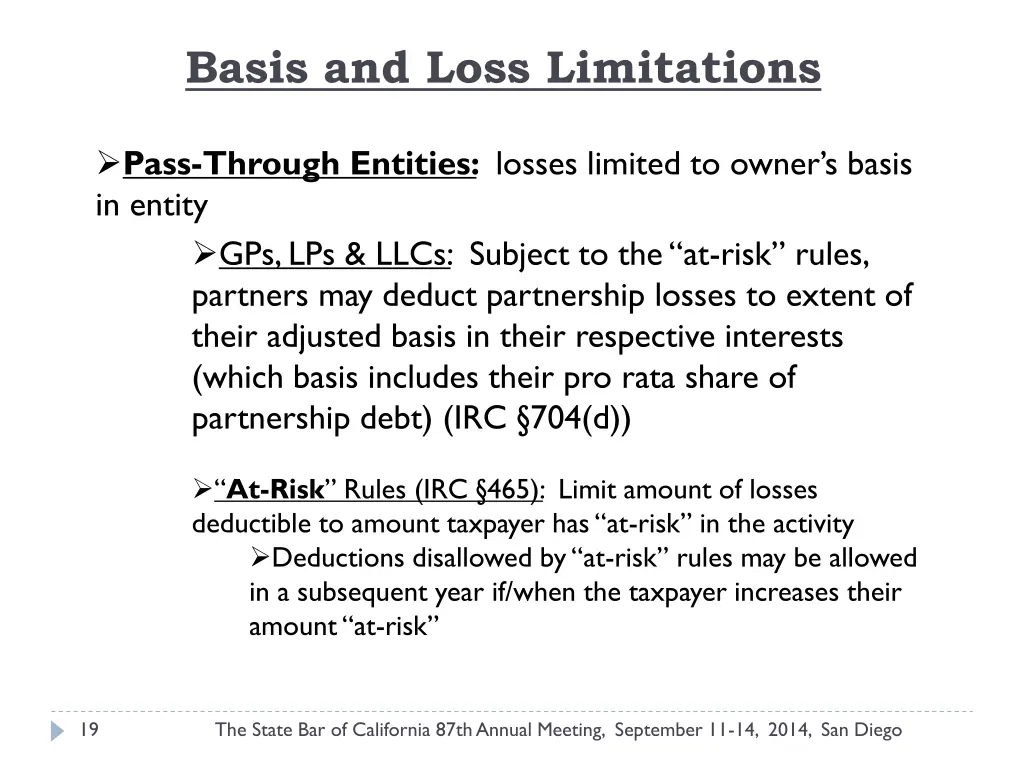 basis and loss limitations
