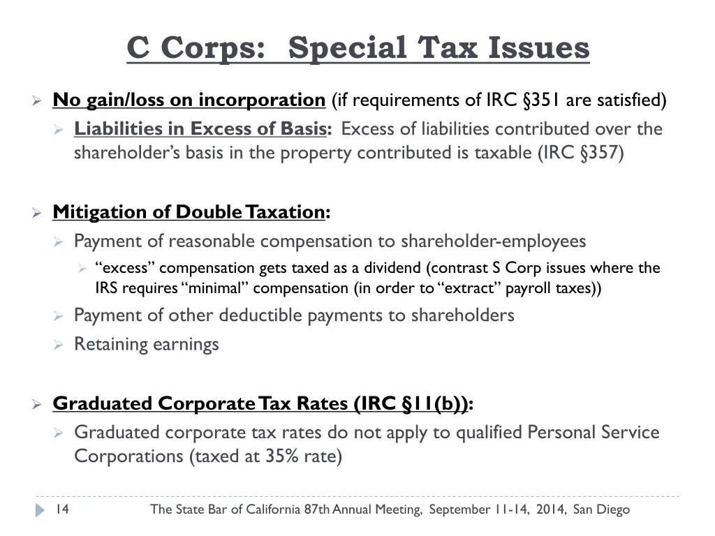 c corps special tax issues