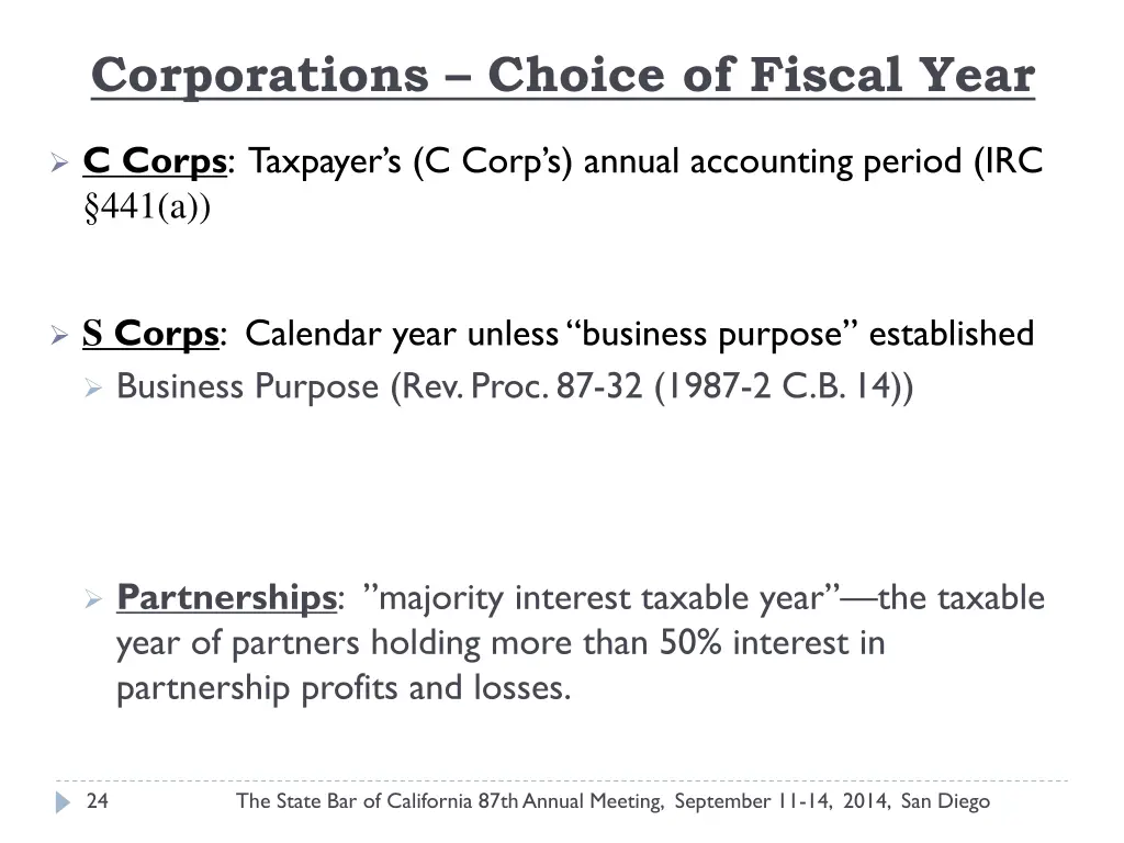 corporations choice of fiscal year