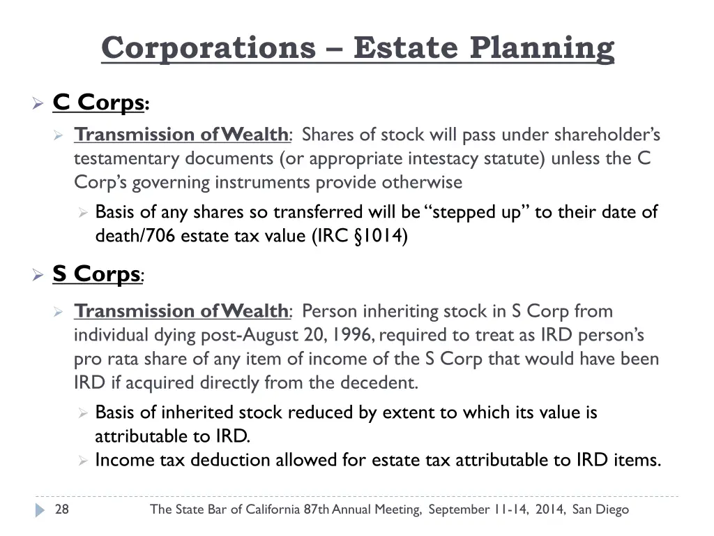 corporations estate planning