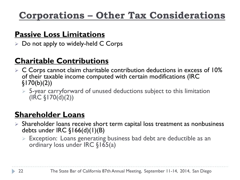 corporations other tax considerations