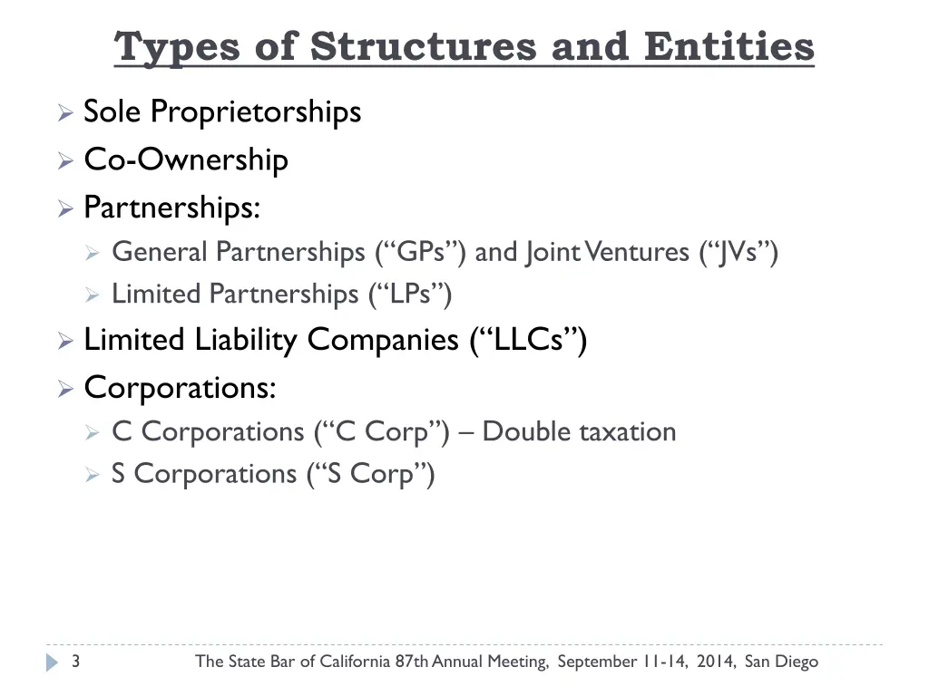 types of structures and entities