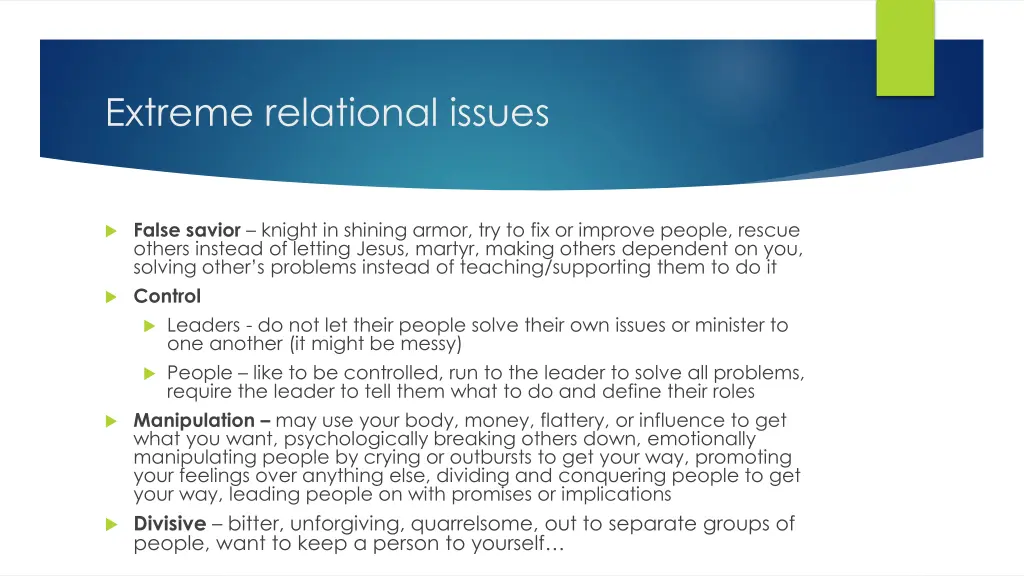 extreme relational issues