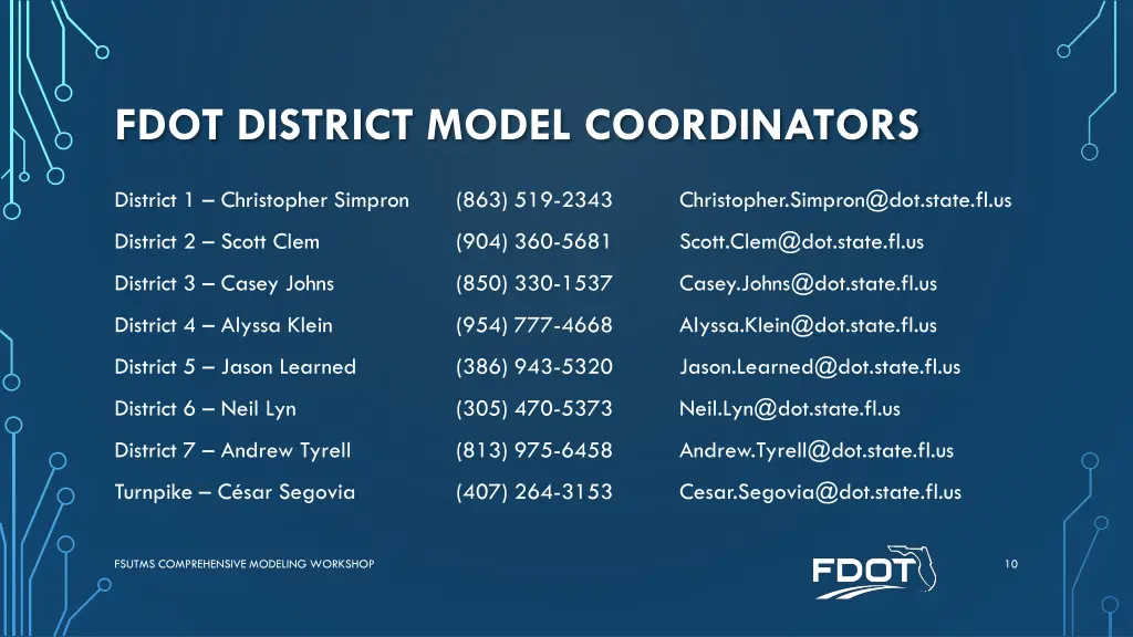fdot district model coordinators