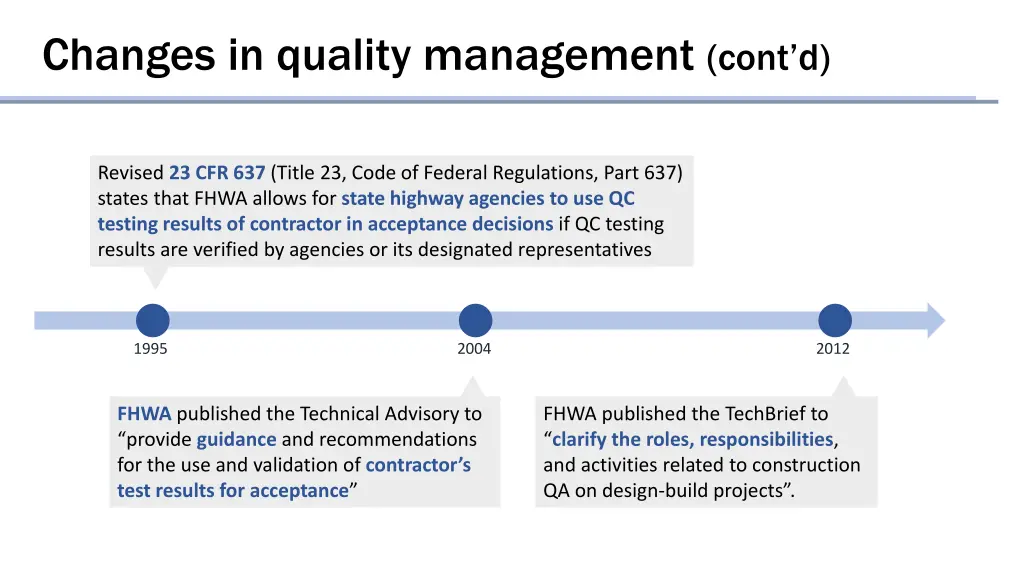 changes in quality management cont d