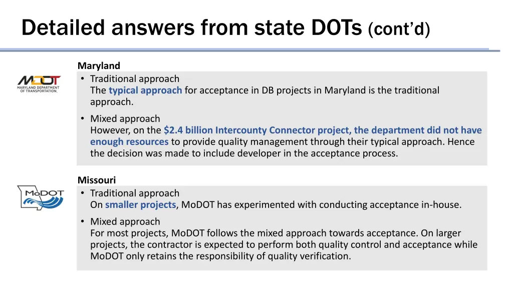 detailed answers from state dots cont d