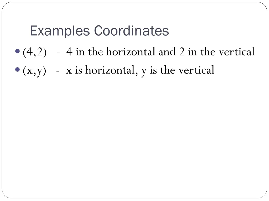 examples coordinates 4 2 4 in the horizontal