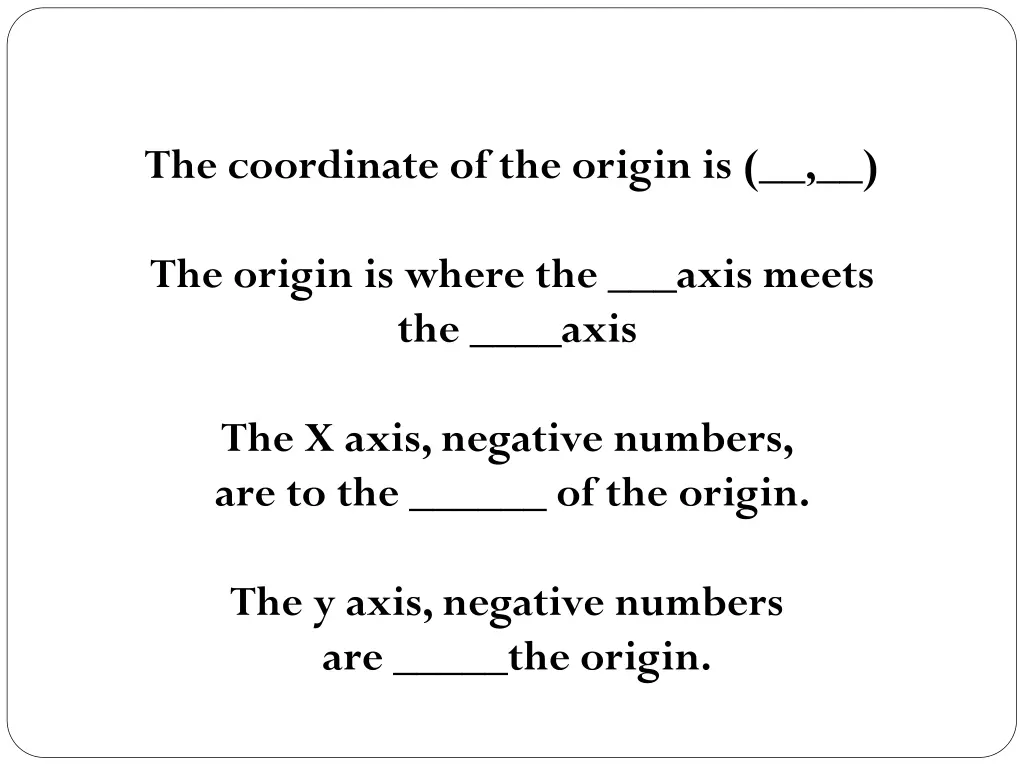 the coordinate of the origin is