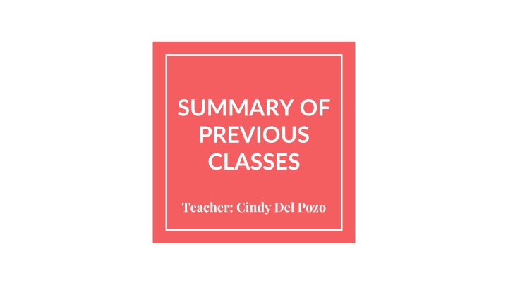 summary of previous classes