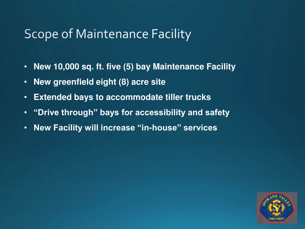 scope of maintenance facility