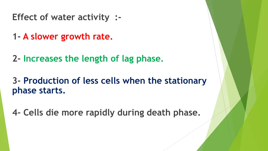 effect of water activity