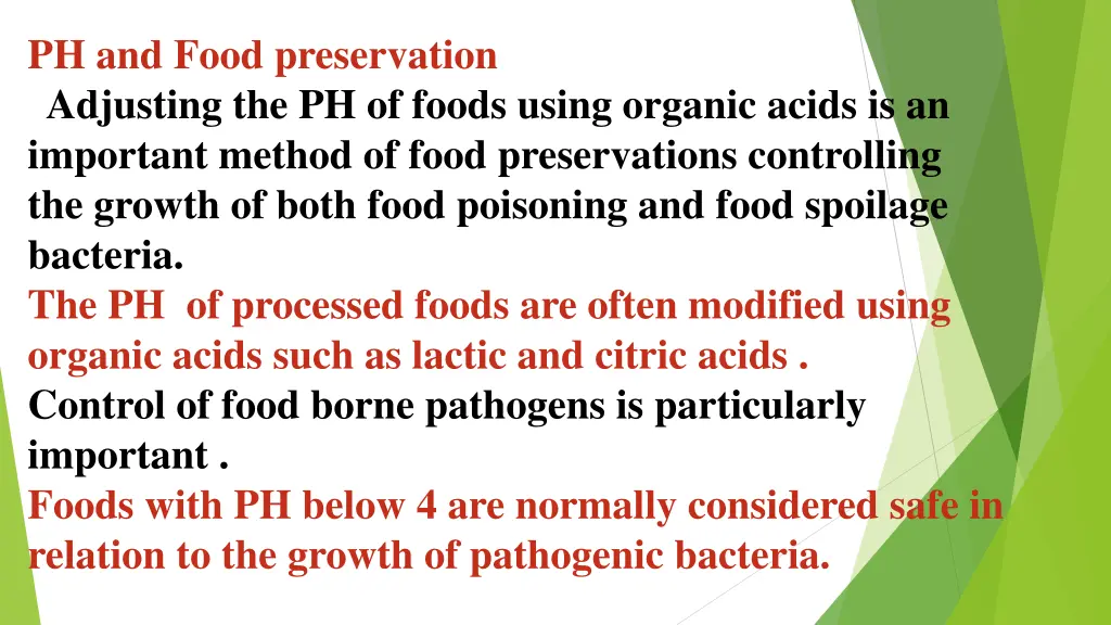 ph and food preservation adjusting