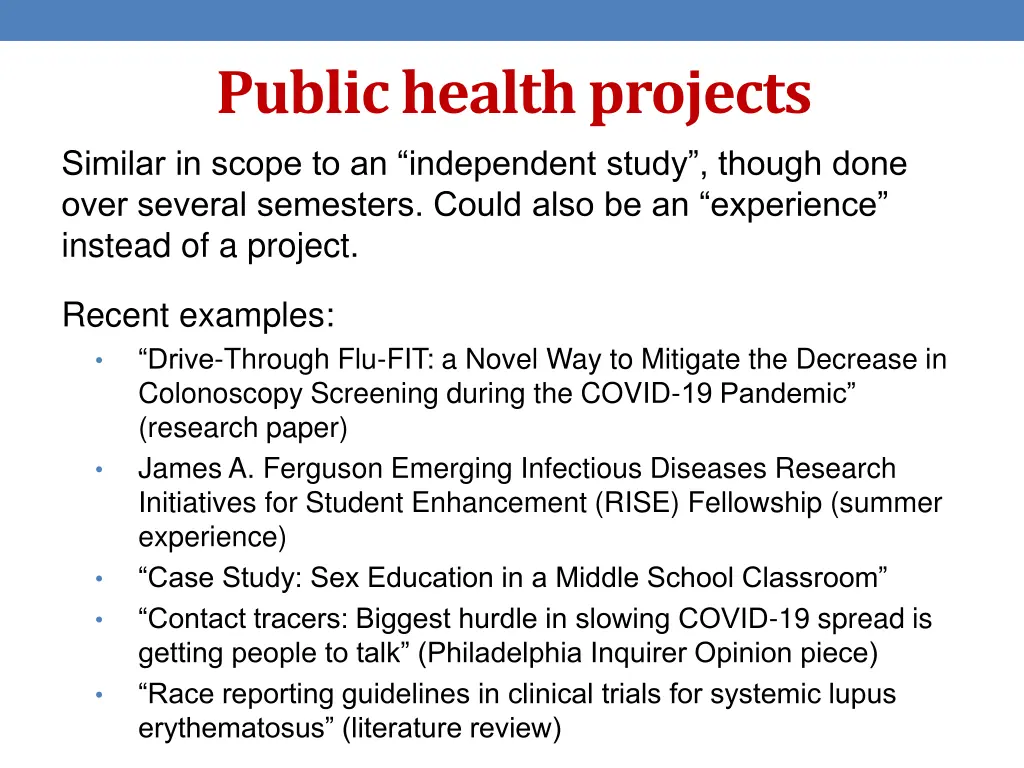 public health projects