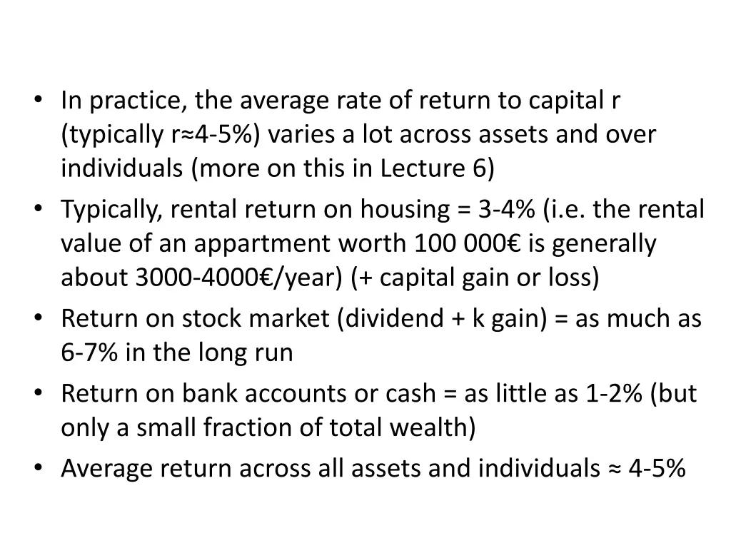 in practice the average rate of return to capital