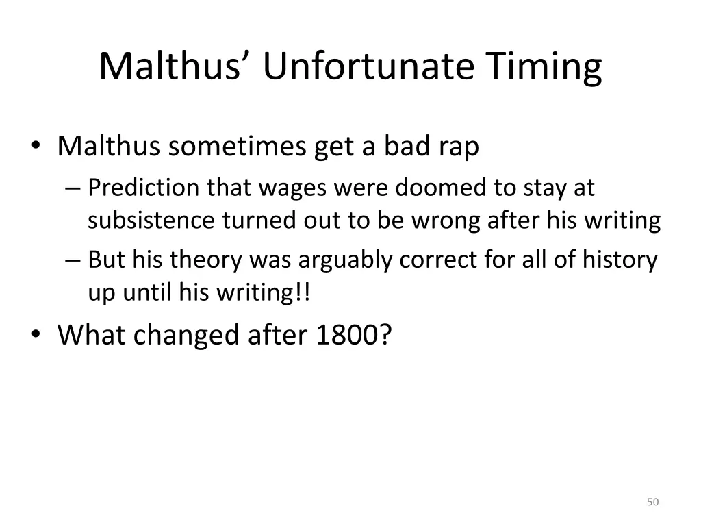 malthus unfortunate timing 1