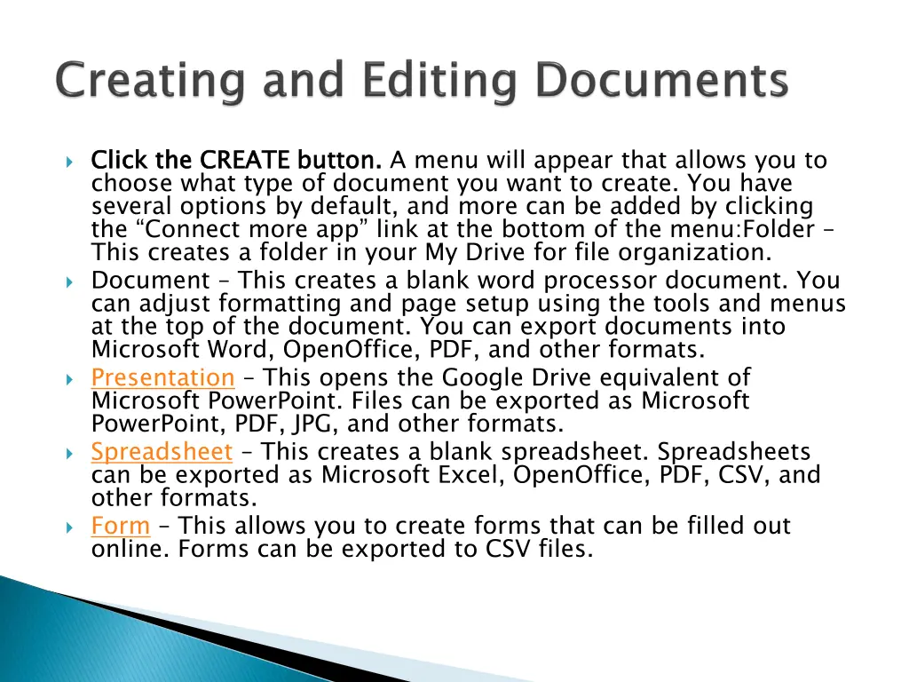click the create button choose what type