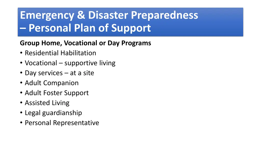 emergency disaster preparedness personal plan