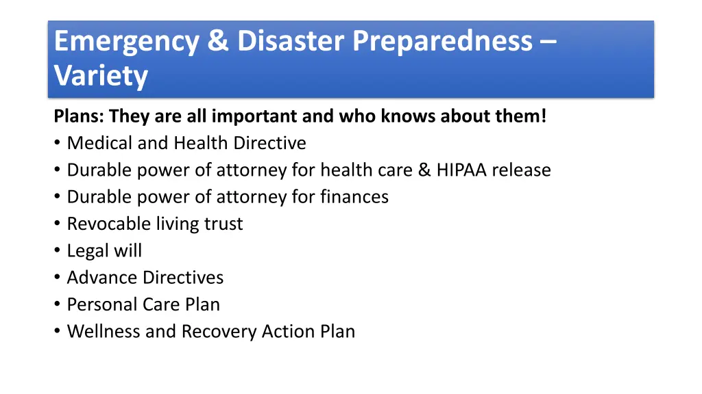emergency disaster preparedness variety