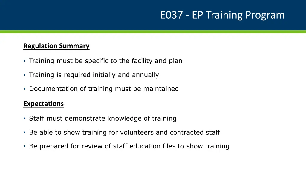 e037 ep training program