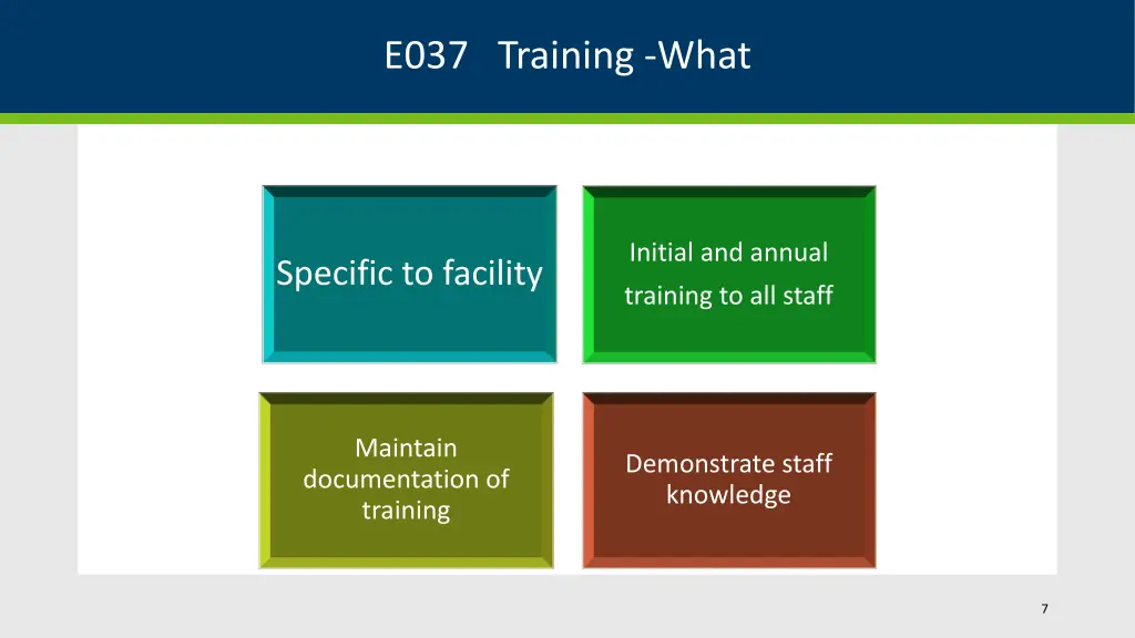 e037 training what