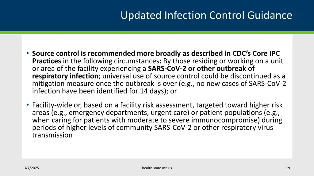 updated infection control guidance 1