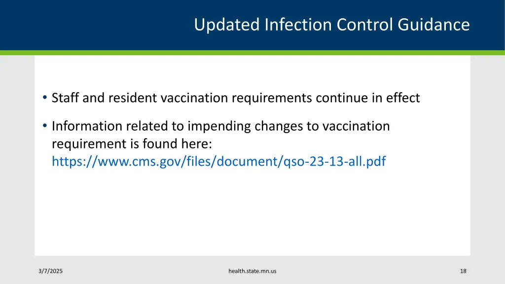 updated infection control guidance