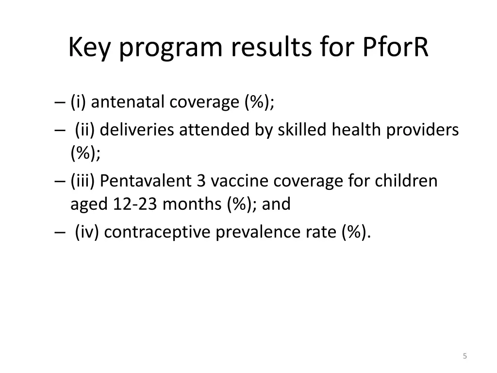 key program results for pforr