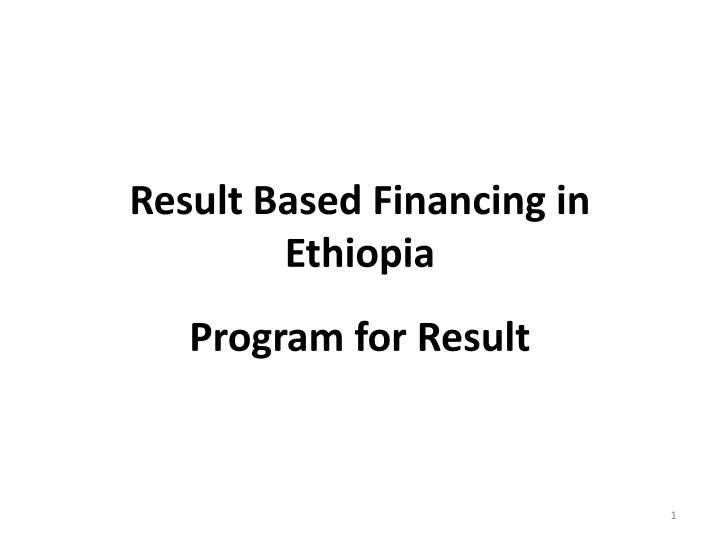 result based financing in ethiopia