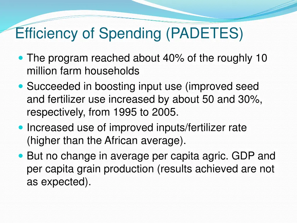 efficiency of spending padetes
