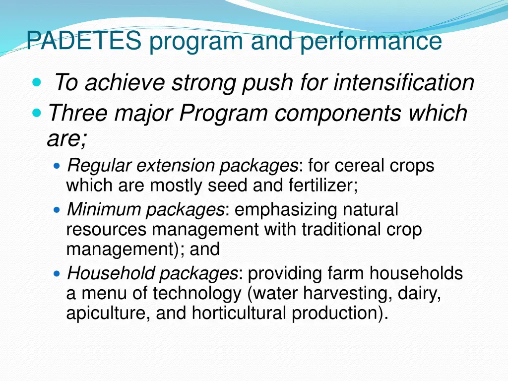 padetes program and performance