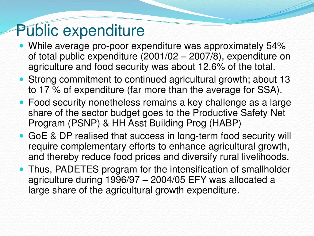 public expenditure while average pro poor