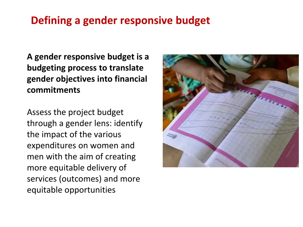 defining a gender responsive budget